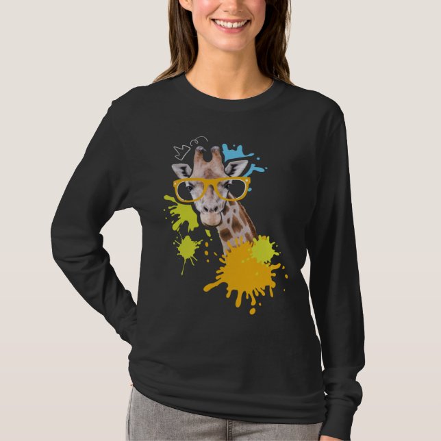 Camiseta Giraffe with Glasses I Animal  I Giraffes (Anverso)