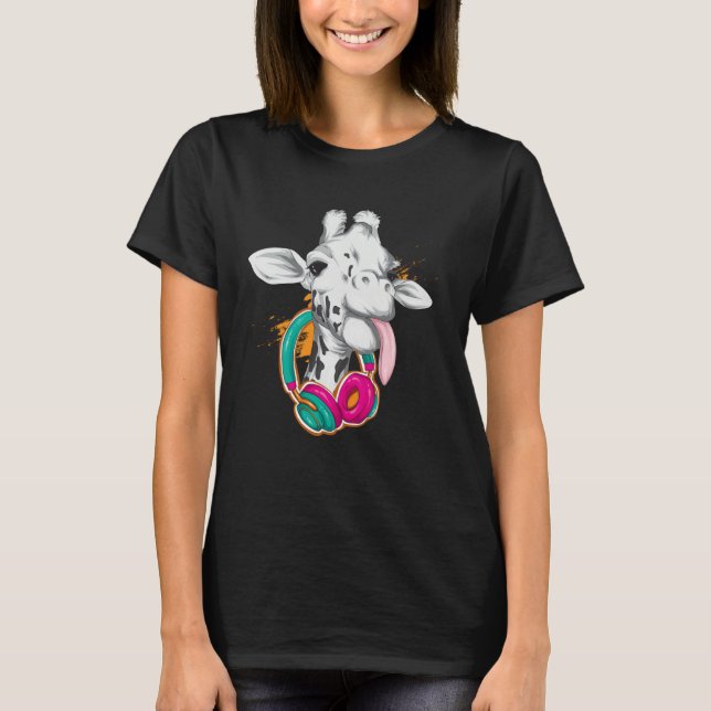 Camiseta Giraffe with Headphones Wild Animals (Anverso)