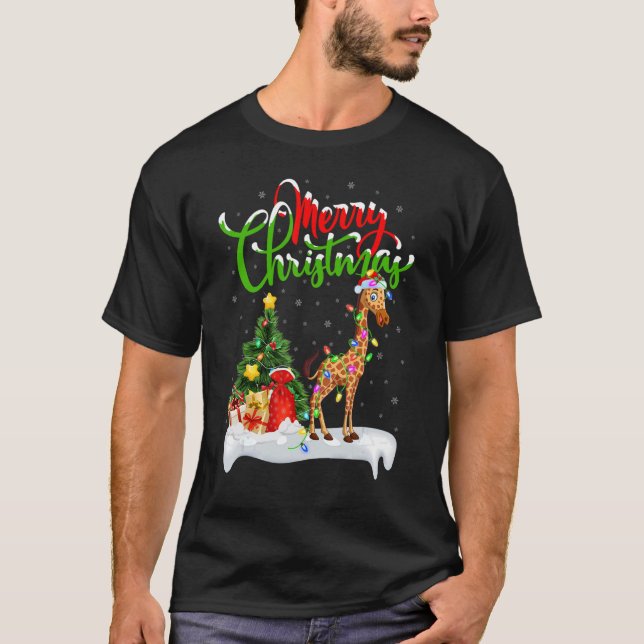 Camiseta Giraffe   Xmas Decorations Santa Giraffe Christmas (Anverso)