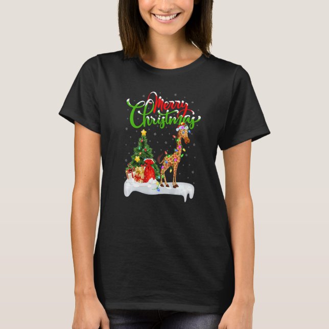 Camiseta Giraffe  Xmas Decorations Santa Giraffe Christmas (Anverso)