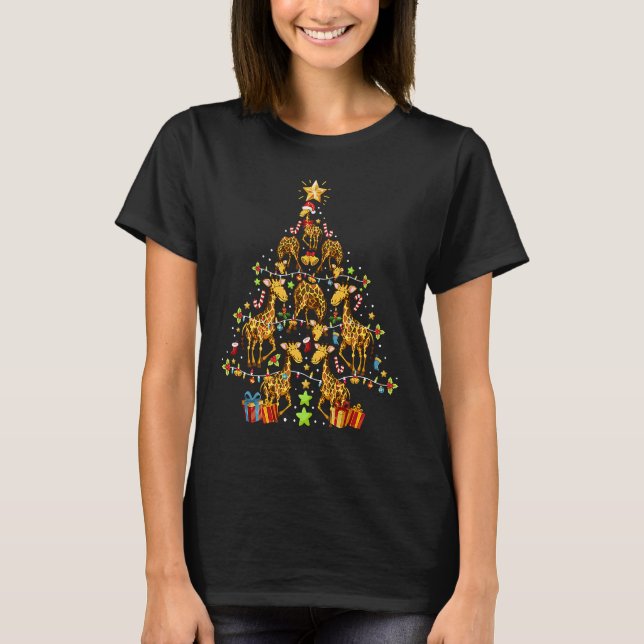 Camiseta Giraffes Árbol iluminan Navidades Giraffe Xmas (Anverso)