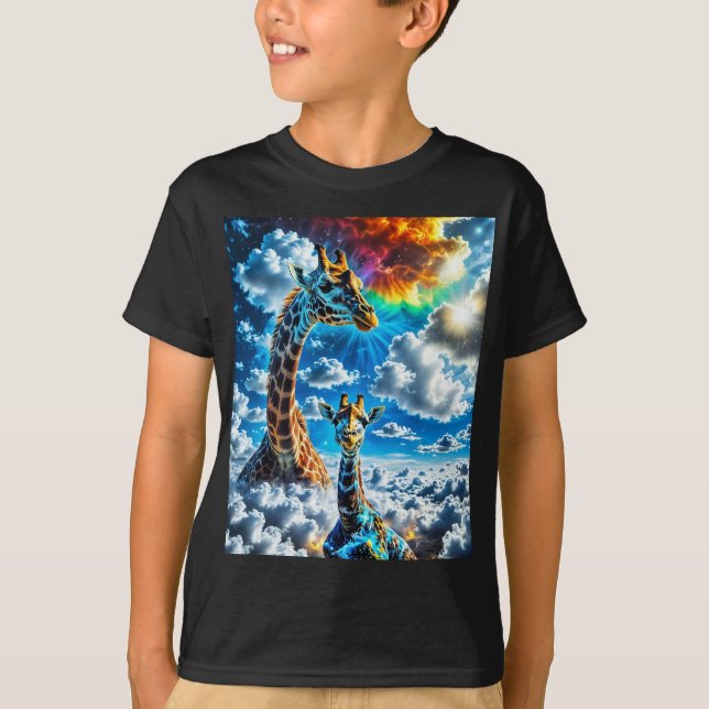 Camiseta Giraffes coloridas - Cabezas en las nubes (Anverso)