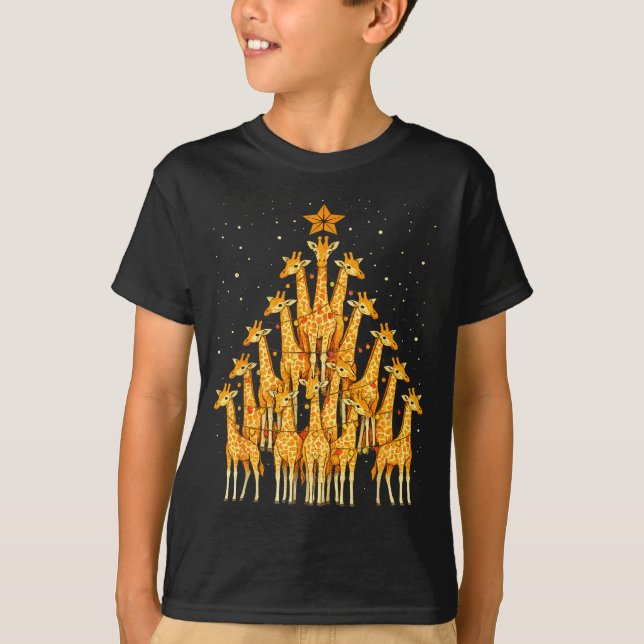Camiseta Giraffes Forming Christmas Tree Lights Star Safari (Anverso)