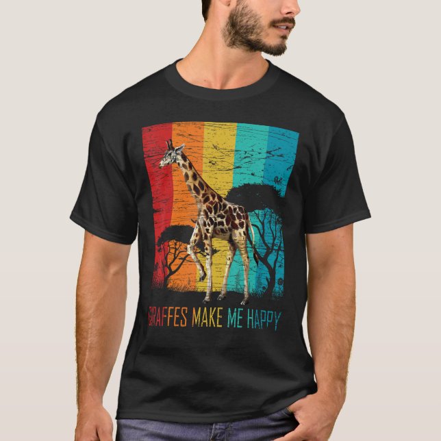 Camiseta Giraffes Make Me Happy Zoo Keeper Animal  Giraffe (Anverso)
