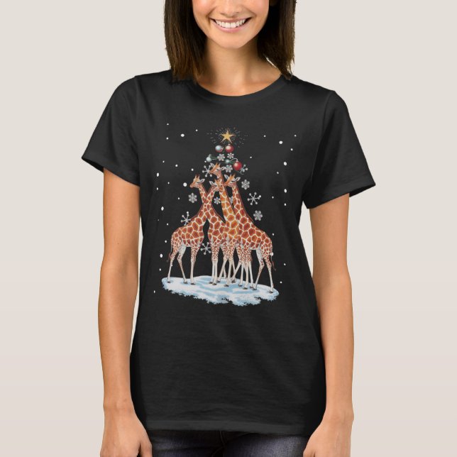 Camiseta Giraffes Xmas Tree Giraffe Christmas Tree Merry Ch (Anverso)