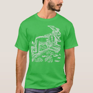 Camiseta Girando Werewolf Dibujando Black Old Antique Illus