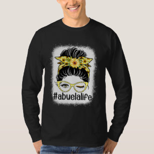 Camiseta Girasol Abuela Vida Moño Desordenado Blanquea Día