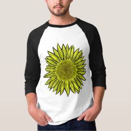 Camiseta Girasol Amarillo Rústico Floral Dibujado a Mano