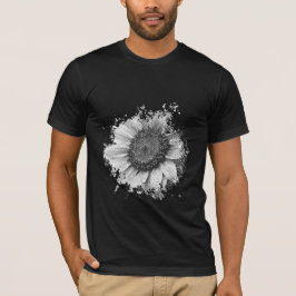 Camiseta Girasol Artístico en Blanco y Negro