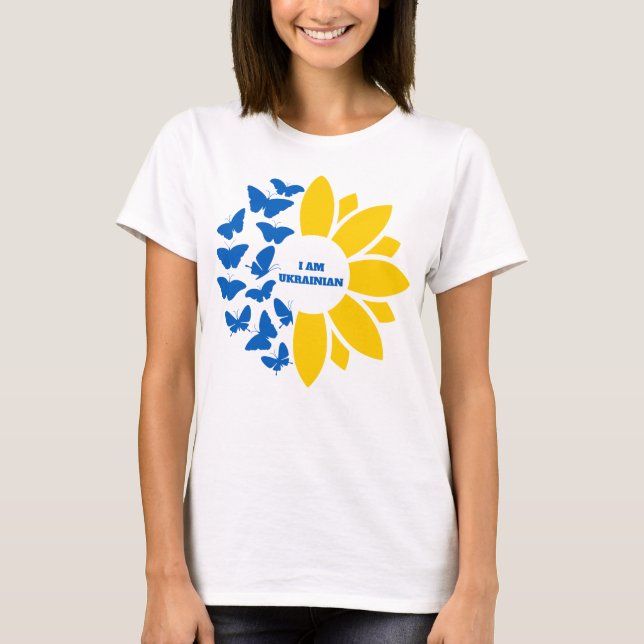 Camiseta Girasol azul/amarillo Soy Personalizable ucraniano (Anverso)