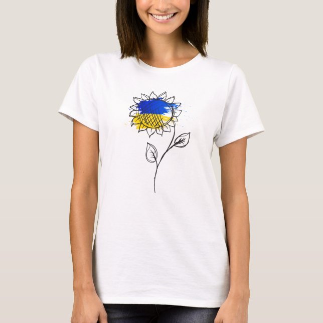Camiseta Girasol azul y amarillo al estilo ucraniano (Anverso)