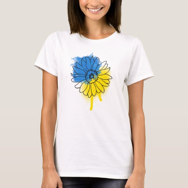 Camiseta Girasol azul y amarillo al estilo ucraniano (Anverso)