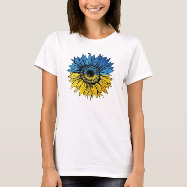 Camiseta Girasol azul y amarillo al estilo ucraniano (Anverso)