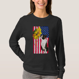 Camiseta Girasol bandera americana perro Boston Terrier