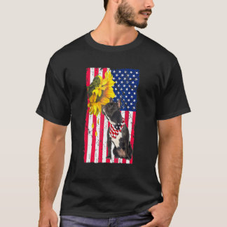Camiseta Girasol bandera americana perro bulldog francés