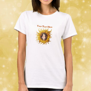 Camiseta Girasol Brillante Con Rostro De Niña Sonriente En