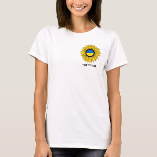 Camiseta Girasol con bandera ucraniana. Texto personalizado