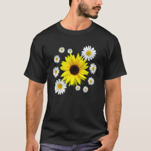 Camiseta Girasol Con Daisis Flor Patrón Floral Sunfl
