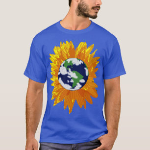 Camiseta Girasol con el Centro de la Tierra del Planeta Ver