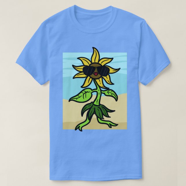 Camiseta Girasol con gafas de sol en el sol (Diseño del anverso)