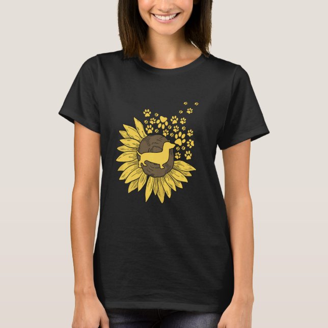 Camiseta Girasol Con Patas Y Dachshund (Anverso)