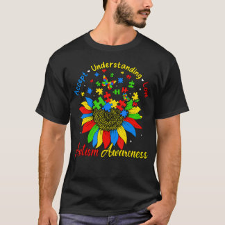 Camiseta Girasol de Conciencia del Autismo Acepta Entiende 
