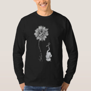 Camiseta Girasol de elefante Cinta gris Conciencia sobre la
