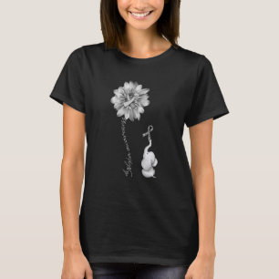 Camiseta Girasol de elefante Cinta gris Conciencia sobre la