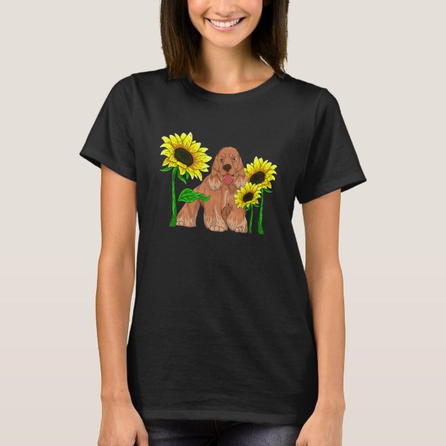 Camiseta Girasol de sol Perro  Dueño de perro Cocker Spani (Anverso)