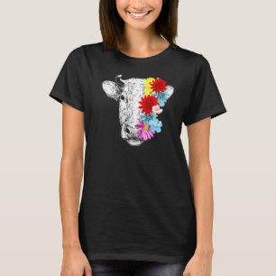 Camiseta Girasol de vaca linda granja de flores granero