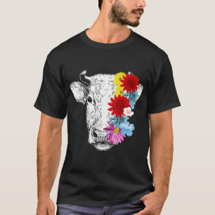 Camiseta Girasol de vaca lindo granja de flores granero Pre