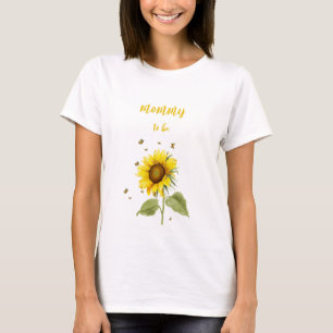 Camiseta Girasol en acuarela con mariposas Mamá en camino