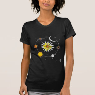 Camiseta Girasol entre planetas y estrellas