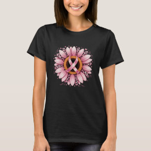 Camiseta Girasol lazo rosa cáncer de mama leopardo Concienc