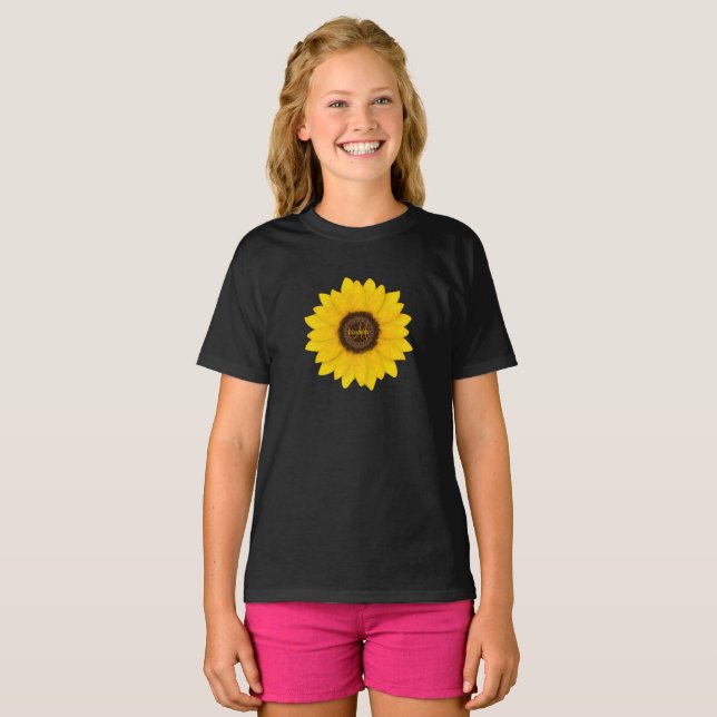 Camiseta girasol monogramado de chica (Anverso completo)