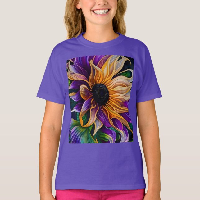 Camiseta Girasol morado y dorado (Anverso)