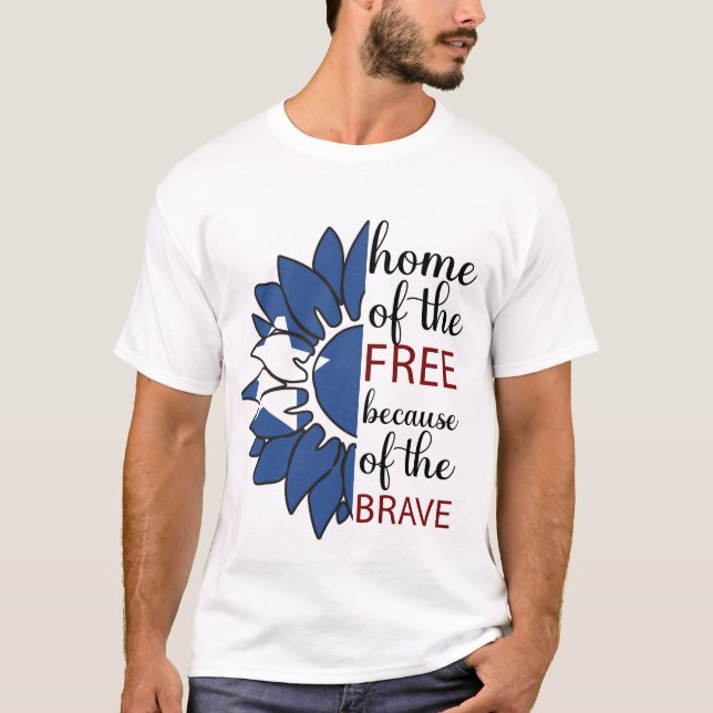 Camiseta Girasol patriótico: Hogar de los Libres (Anverso)