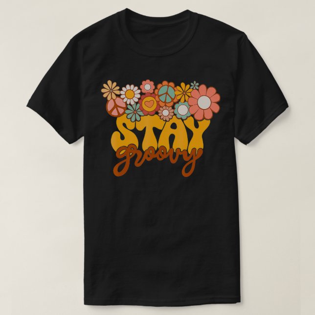 Camiseta Girasol Retro Hippie Mantén la Groovy Mente Positi (Diseño del anverso)