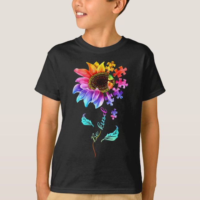 Camiseta Girasol Sea Kind Puzzle Piece Autism Awareness Mo (Anverso)