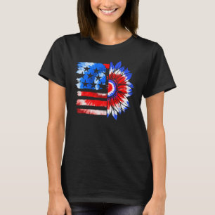 Camiseta Girasol USA Bandera Americana Feliz 4 De Julio Niñ