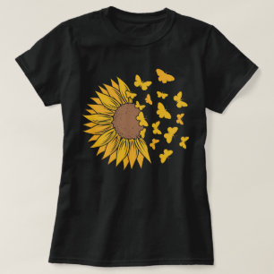 Camiseta Girasol vibrante con mariposas