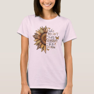 Camiseta Girasol y cita de estampado de leopardo – Sé la lu