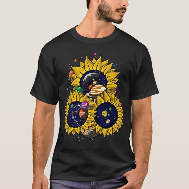 Camiseta Girasoles Espaciales Psicodélicos (Anverso)