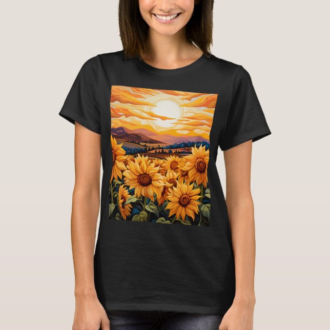 Camiseta Girasoles estilo Georgia O Keefe al amanecer (Anverso)