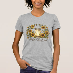Camiseta Girasoles Luciérnagas Puestas de sol Cielos Primav