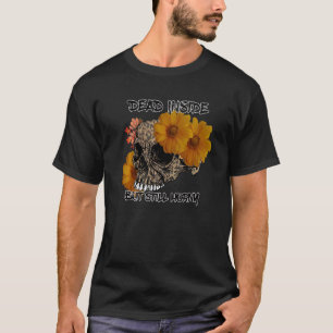 Camiseta Girassol de cráneo vintage muerto por dentro pero