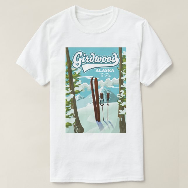 Camiseta Girdwood Alaska a esquiar (Diseño del anverso)