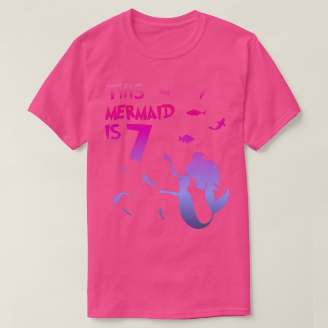 Camiseta Girl 7th Birthday This Mermaid Is 7 Years Old (Diseño del anverso)