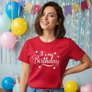 Camiseta Girl birthday party shirt, red, trendy