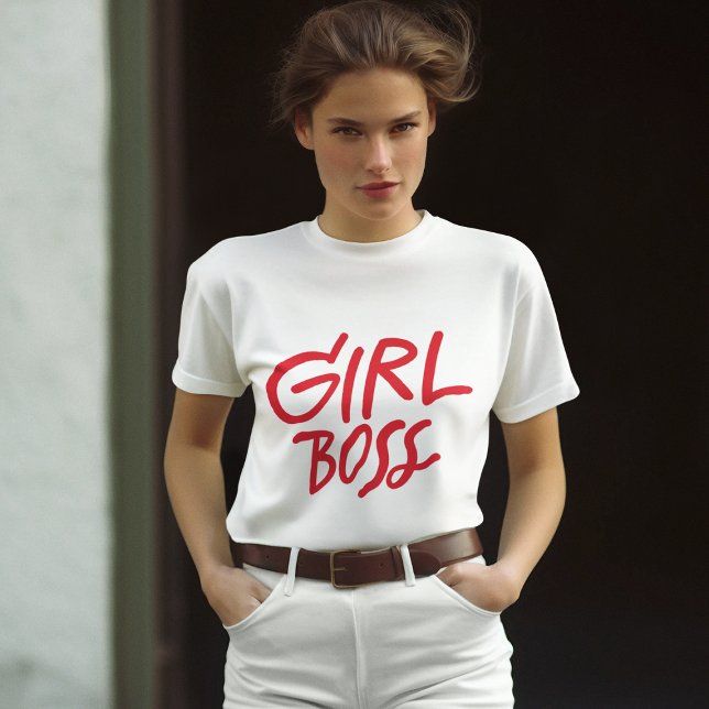 Camiseta Girl Boss Red Bold Typography Feminine Girly (Subido por el creador)